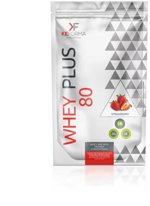 Keforma - WHEY PLUS 80 (клубника), протеиновый коктейль, 480 г