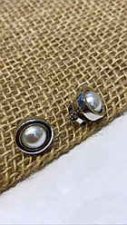 Пусеты с жемчугом / EB 60 / 1,3 см ( пр. Абая 141 )