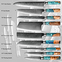 KINZOKU набор ножей DMS-123, лезвие: дамасская сталь 9 шт
