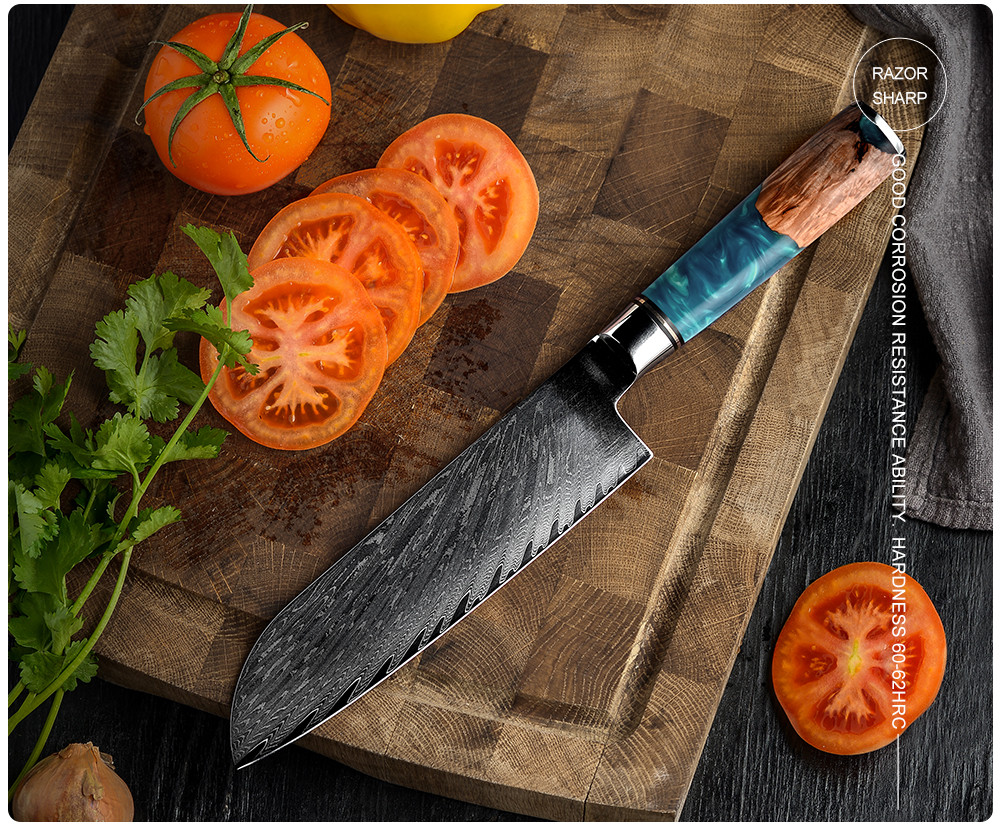 KINZOKU набор ножей DMS-123, лезвие: дамасская сталь 9 шт - фото 5 - id-p114107673