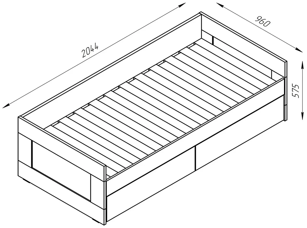 Кровать кушетка Сириус с 2 ящиками 90-180х200 (аналог БРИМНЭС ИКЕА) - фото 4 - id-p114108164