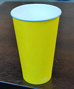 Бумажные стаканы (400мл, желтый, однослойный)