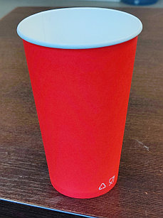 Бумажные стаканы (400мл, красный, однослойный)