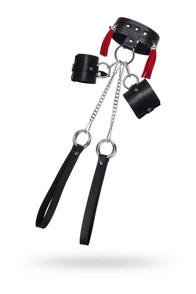 Бондажная система PECADO BDSM, для фиксации рук и поддержки ног, натуральная кожа, черная 01511