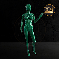 Женский зеленый манекен с шарнирными руками