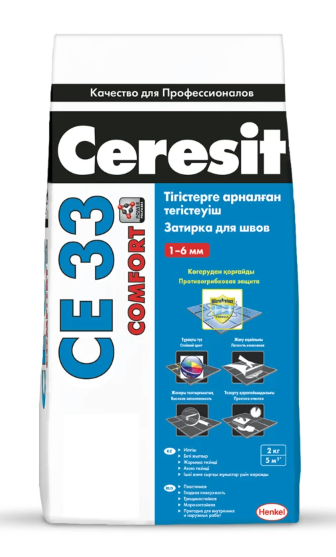 Ceresit CE 33 Comfort затирка для узких швов до 6 мм, цвет: Натура (Natura), 2 кг - фото 1 - id-p114118451