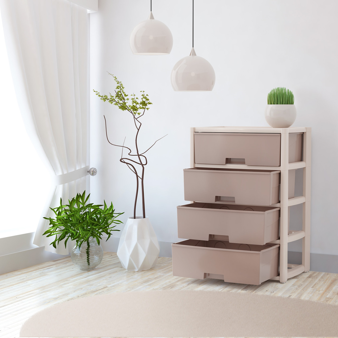 Комод 4х-секц. «Колорит» широкий, бежевый Альтернатива пласт, фото 1