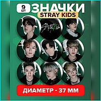Набор значков "Stray Kids" K-Pop 37мм (9 шт.)