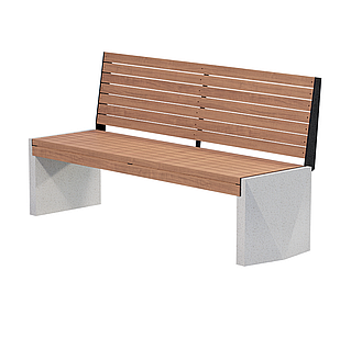 Уличная скамейка Bench 1 со спинкой из композитного мрамора