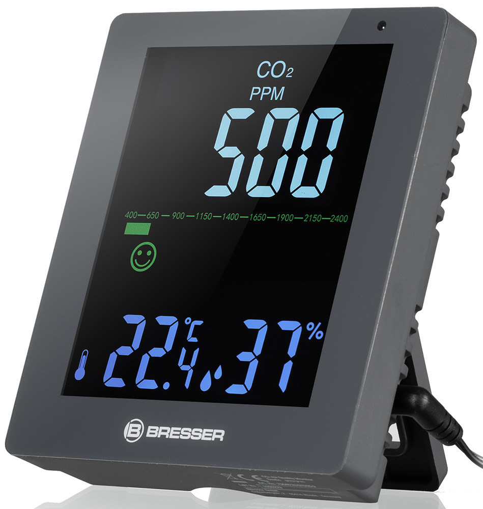 Гигрометр Bresser Air Quality Smile с датчиком CO2, серый, фото 1