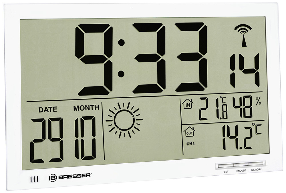 Метеостанция (настенные часы) Bresser MyTime Jumbo LCD, белая - фото 1 - id-p114110144