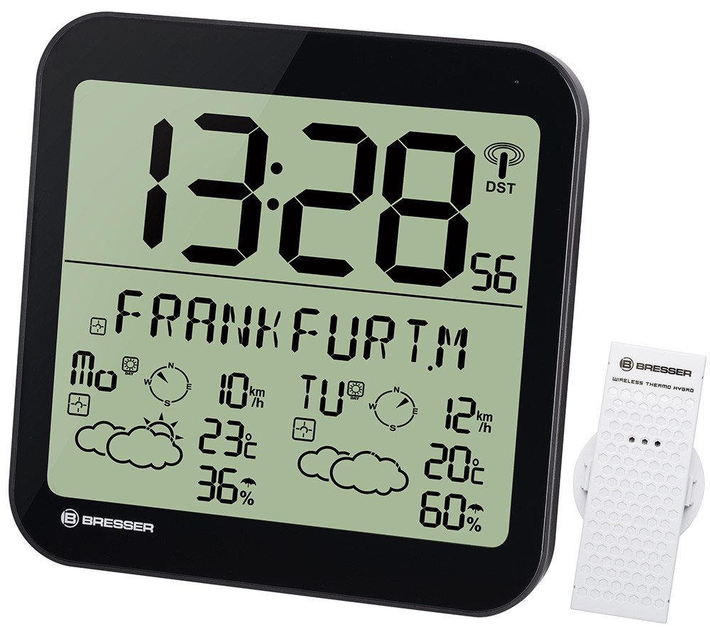 Часы настенные Bresser MyTime Meteotime LCD, черные, фото 1