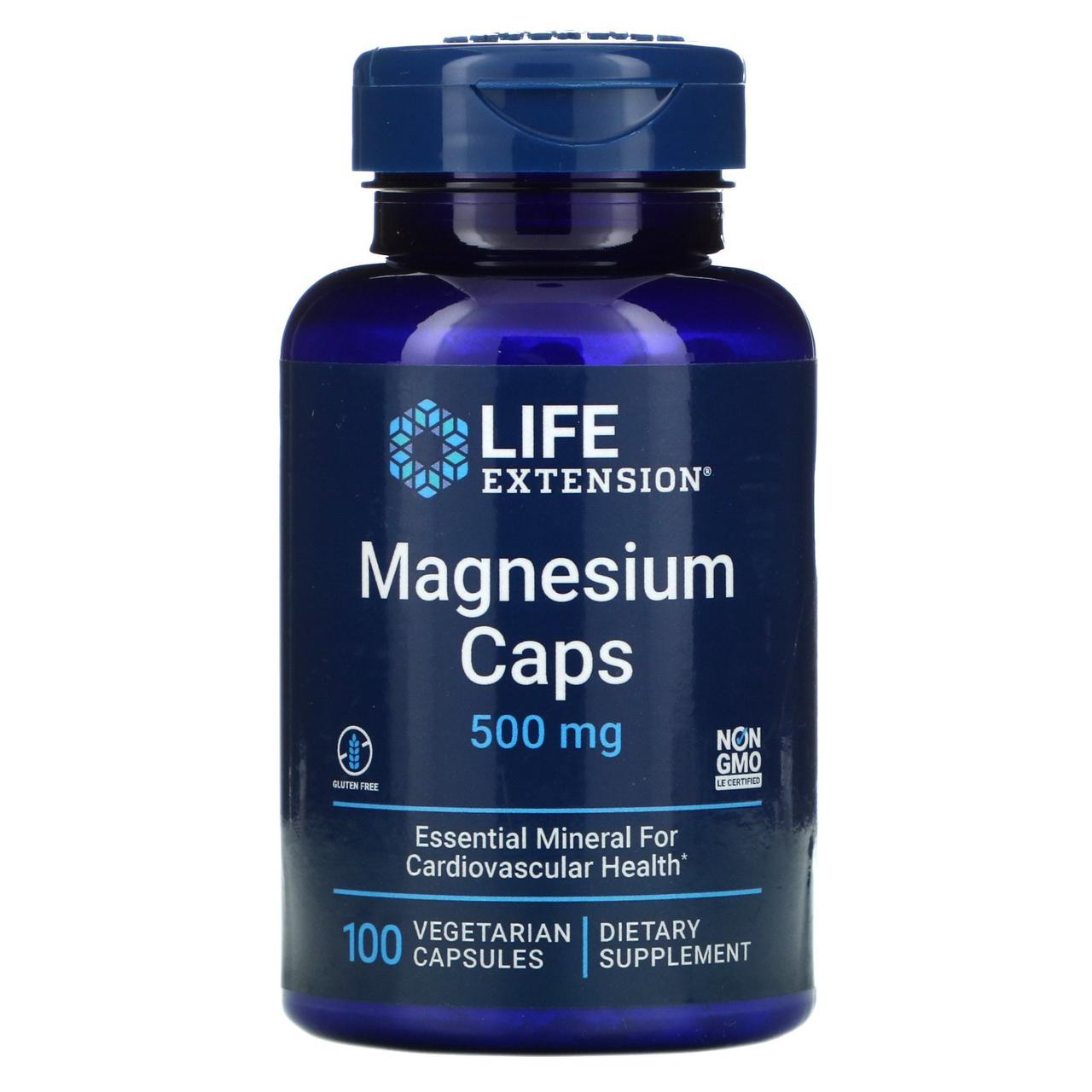 Магний 500 мг, Magnesium caps 500 mg, Life Extension, 100 капсул