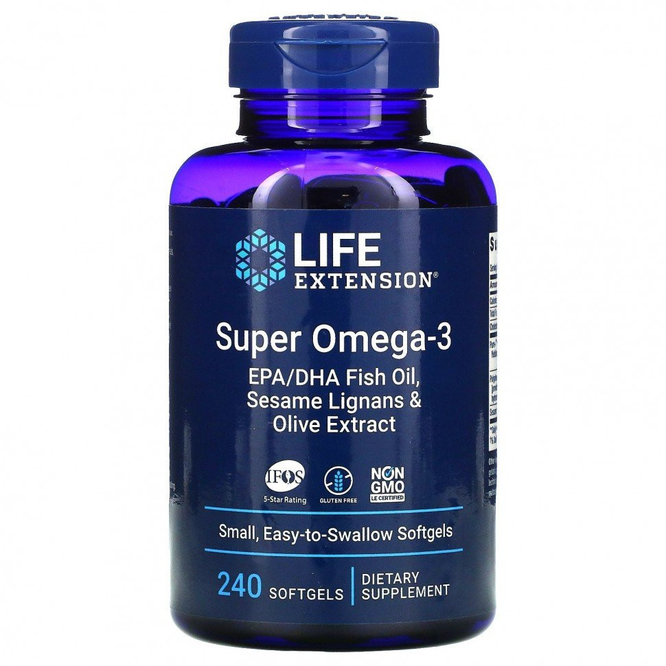 Life Extension, Super Omega-3, 60 мягких таблеток