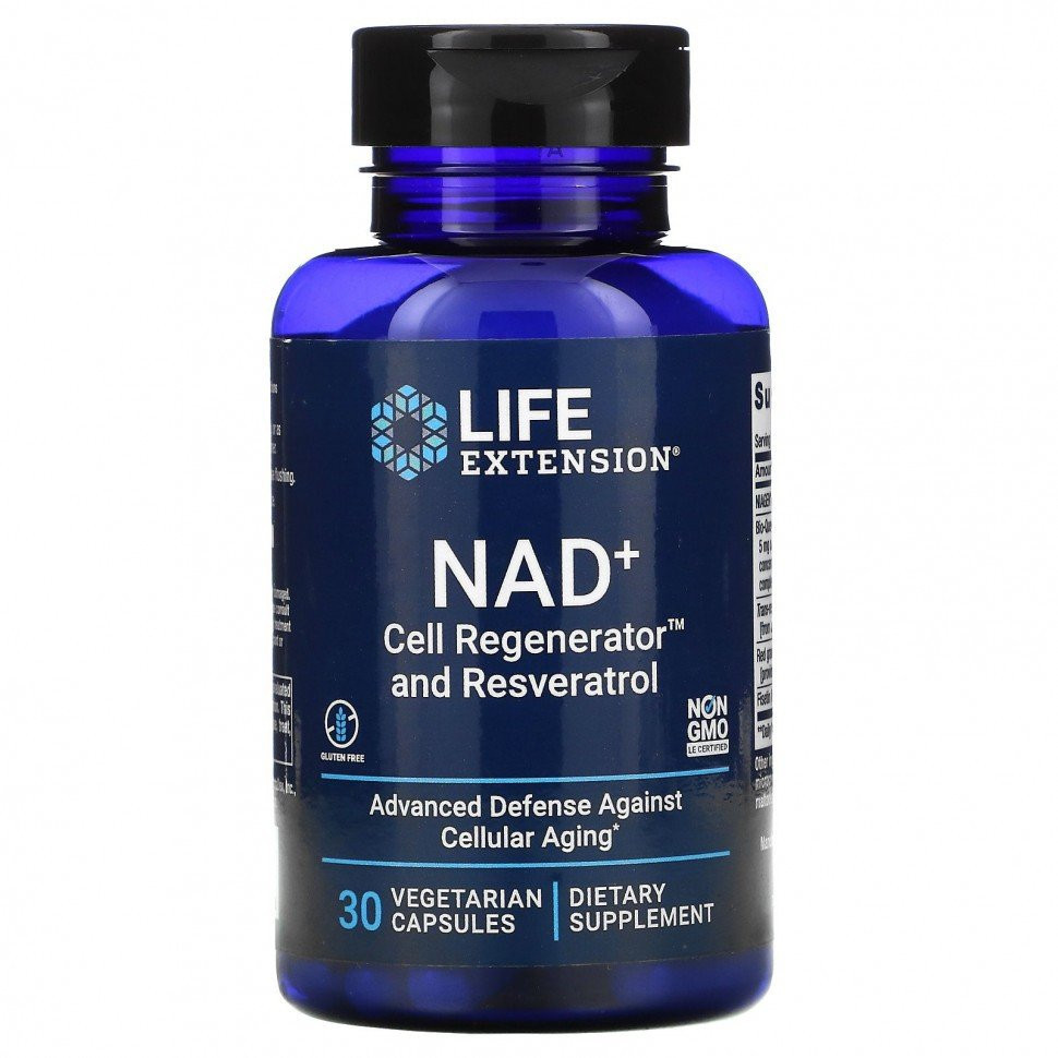 Life Extension, NAD+ Cell Regenerator, с ресвератролом, 30 вегетарианских капсул