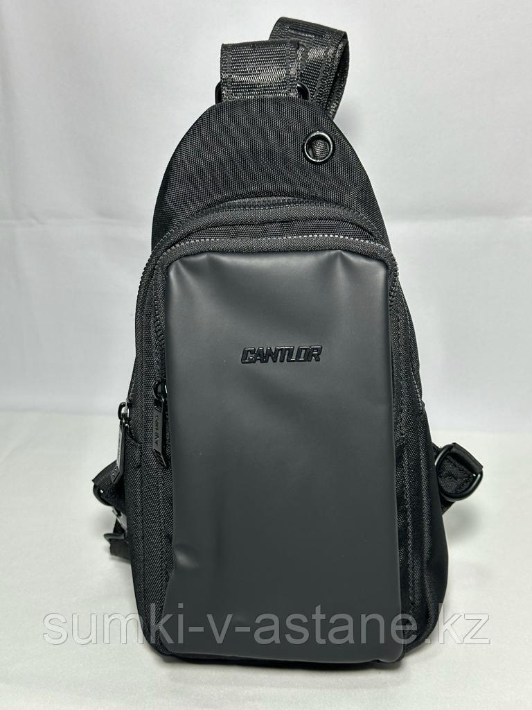 Мужская сумка-кобура-рюкзак на одной лямке "Cantlor". Высота 27 см, ширина 15 см, глубина 7 см. - фото 8 - id-p114121124