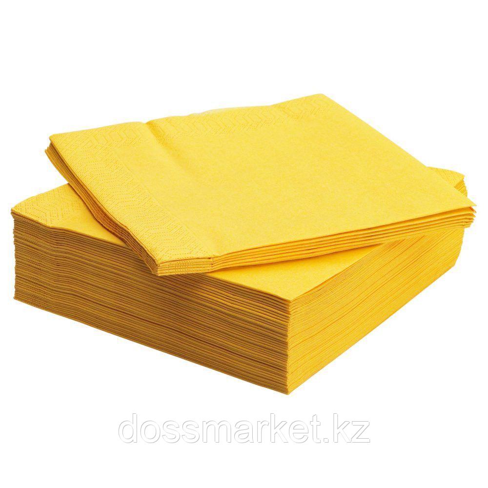 Бумажные Салфетки Однослойные, 24х24 см, 400 штук в упаковке Жёлтые - фото 1 - id-p114121183