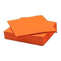 Бумажные Салфетки Однослойные, 24х24 см, 400 штук в упаковке Оранжевые