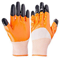 Перчатки оранж/синий прорезин черный палец