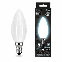 Лампа Gauss LED Filament Свеча 9W E14 610 lm 4100K milky 103201209