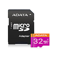 32 ГБ Карта памяти ADATA Premier microSDHC (AUSDH32GUICL10A1-RA1) + адаптер розовый