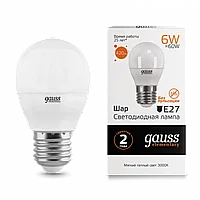 Лампа Gauss LED Elementary Шар 6W E27 420lm 3000K 53216