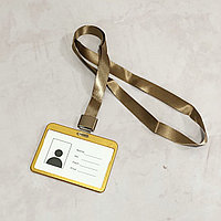 Бейджик горизонтальный для 85*54 металлический с лентой золотистый цвет