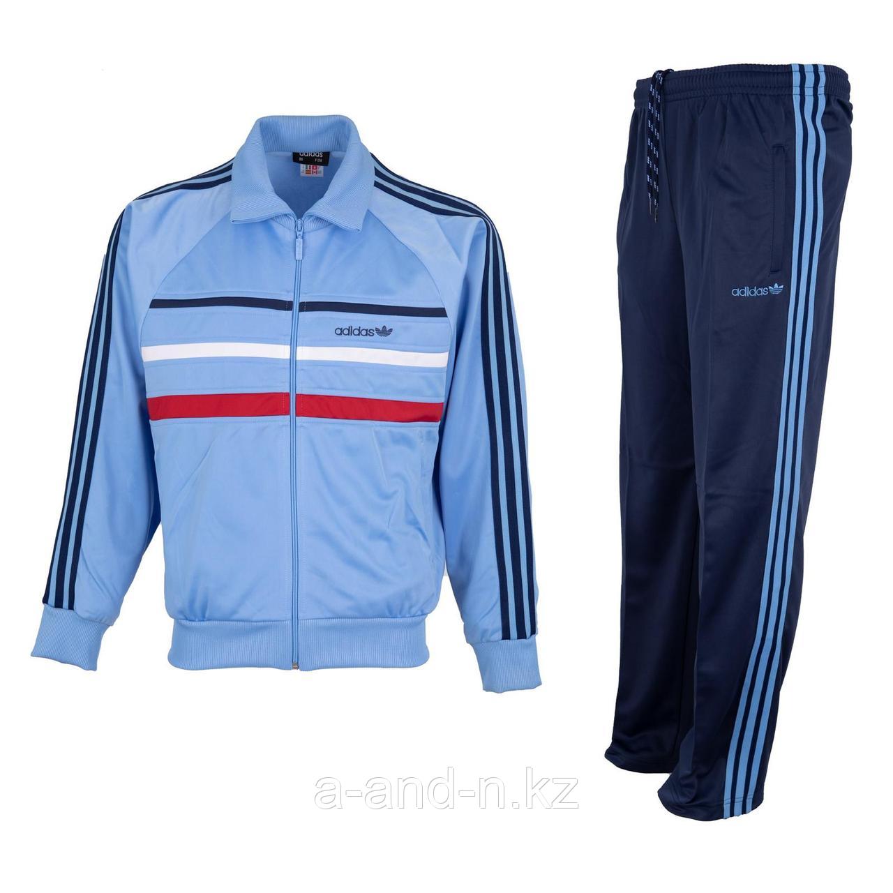 Мужской спортивный костюм Adidas, голубой/разноцветные полоски - фото 1 - id-p114115371