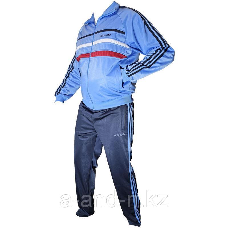 Мужской спортивный костюм Adidas, голубой/разноцветные полоски - фото 2 - id-p114115371