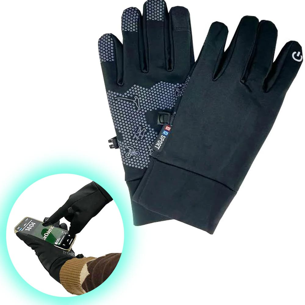 Сенсорные перчатки спортивные BO-sport черные - фото 1 - id-p114070495