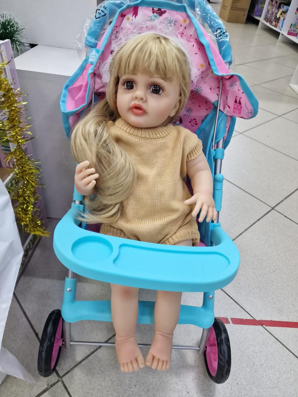 Кукла реборн Baby Born говорящая в бежевом слипе,светлые волосы,аксессуары в комплекте, руки и ноги подвижные