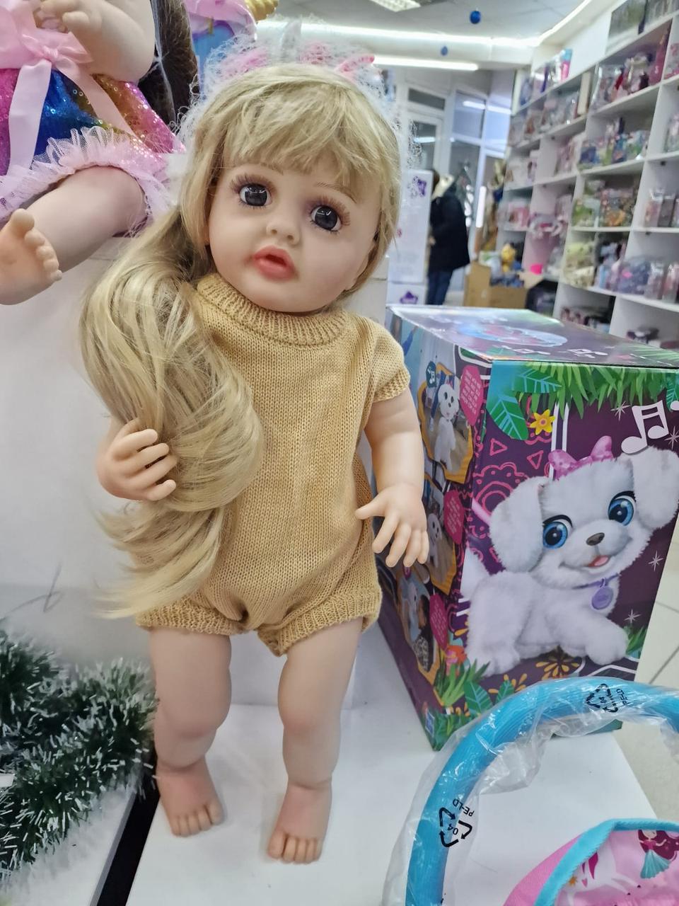 Кукла реборн Baby Born говорящая в бежевом слипе,светлые волосы,аксессуары в комплекте, руки и ноги подвижные - фото 3 - id-p114142418
