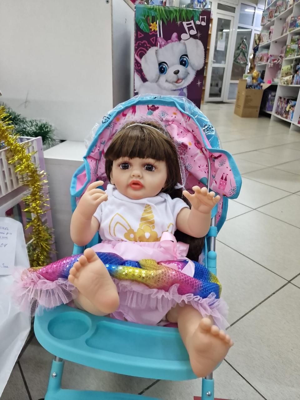 Кукла реборн Baby Born говорящая в праздничном платье,темные волосы, аксессуары в комплекте