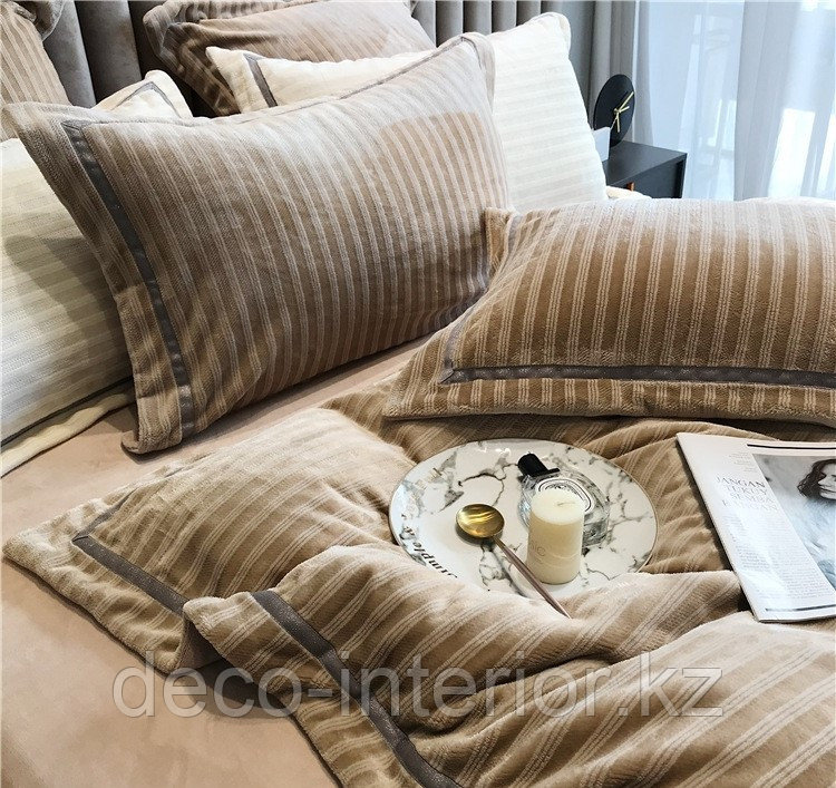 Комплект постельного белья двуспальный из вельвета с полосками - фото 6 - id-p85841181