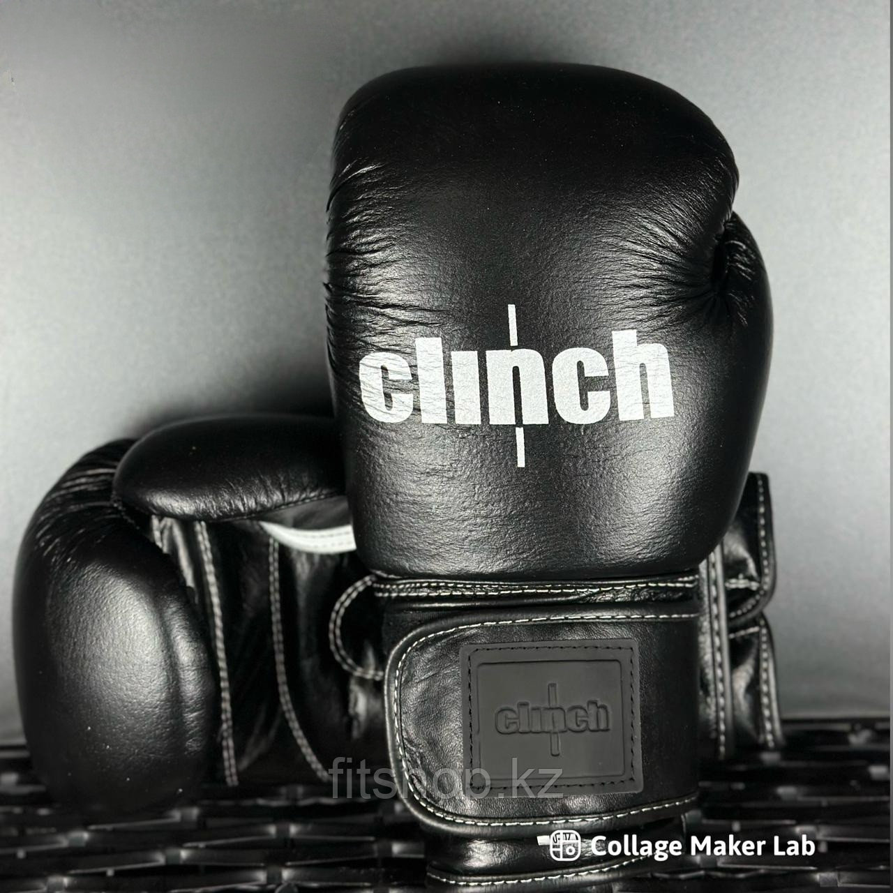 Боксерские перчатки Clinch черные (кожа) - фото 1 - id-p114143783