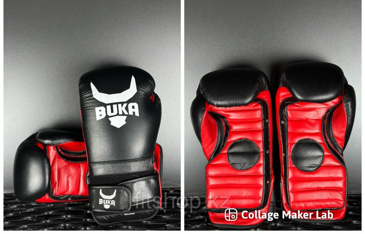 Боксерские перчатки Buka ( натуральная кожа )  цвет черно/красный