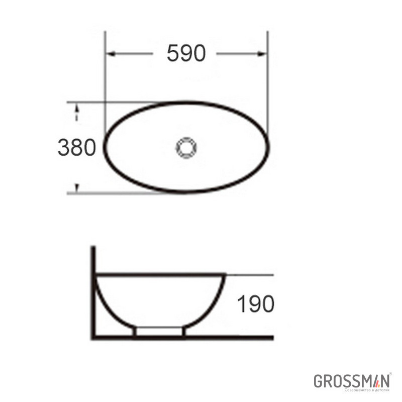 Раковина Grossman GR-3022 овальная (59 см) - фото 4 - id-p114146014