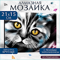 Алмазная мозаика "Серый котенок" (15х21 без подрамника)