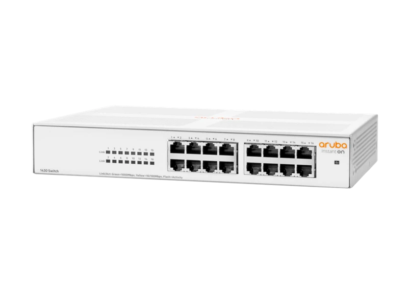 HPE R8R47A Коммутатор неуправляемый Aruba Instant On 1430 16 x RJ-45 10/100/1000, 1U, с автоопределением.