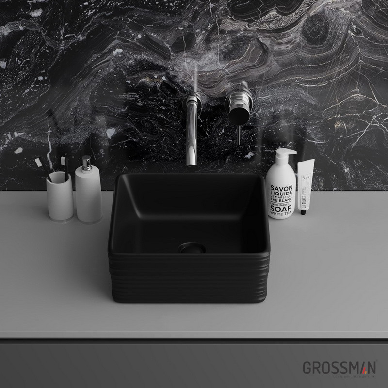 Раковина Grossman GR-3026BM черная (39,5 см) - фото 4 - id-p114169801