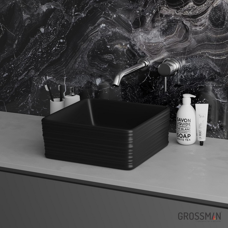Раковина Grossman GR-3026BM черная (39,5 см) - фото 1 - id-p114169801
