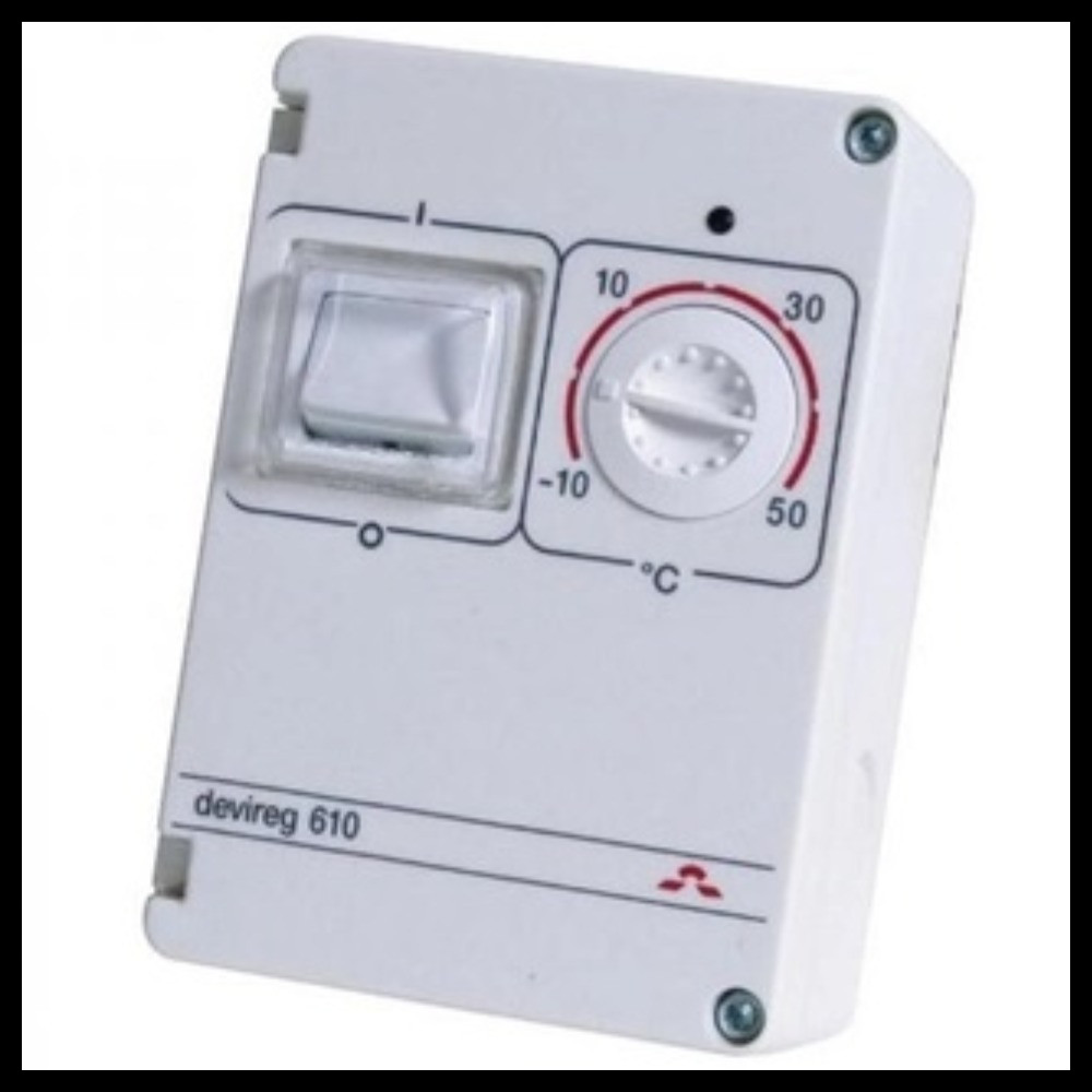 Терморегулятор DEVIreg 610 для систем антиобледенения и снеготаяния (10A, -10С-+50C, накладной, с датчиком)