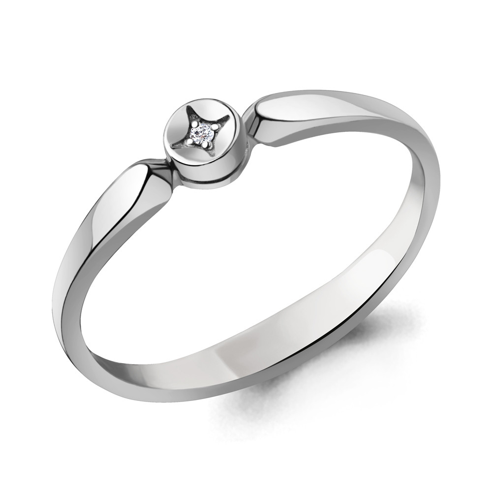 Серебряное кольцо  Бриллиант Aquamarine 060115.5 покрыто  родием