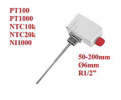 Погружной ввинчиваемый датчик температуры PT100, PT1000, NTC10k, NTC20k