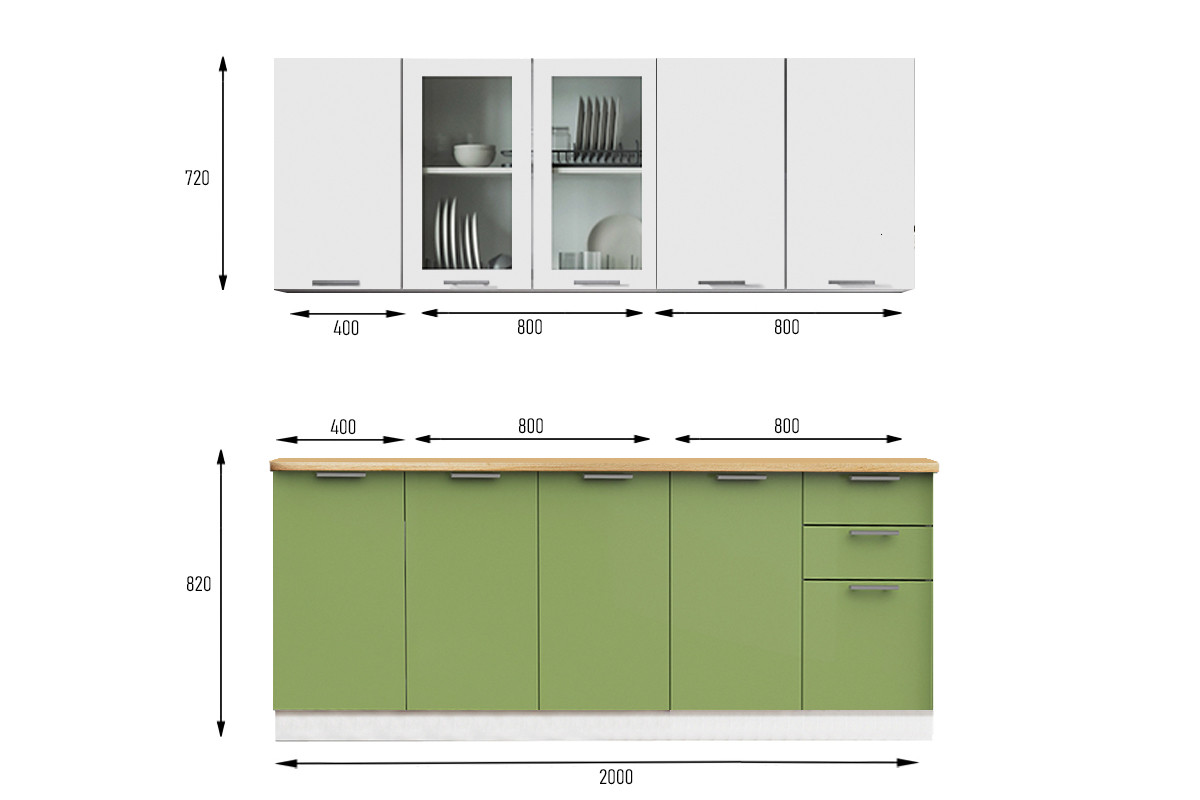 Ксения Белый/Олива МДФ глянец 2,0 м., Кухонный КОМПЛЕКТ, Стендмебель - фото 4 - id-p114208655