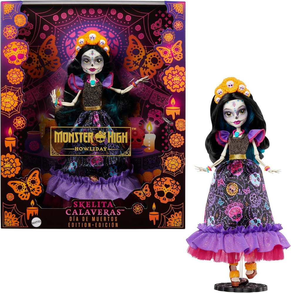 Оригинальная кукла Monster High Skelita Calaveras Dia De Muertos Collectible - фото 2 - id-p114212356