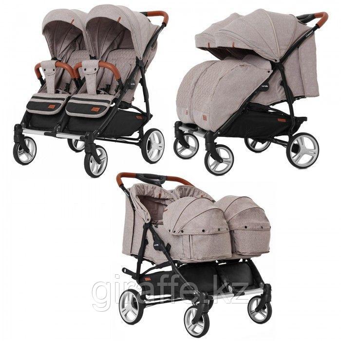 Прогулочная коляска для двойни Carrello Connect c люльками Cotton Beige - фото 1 - id-p114212423