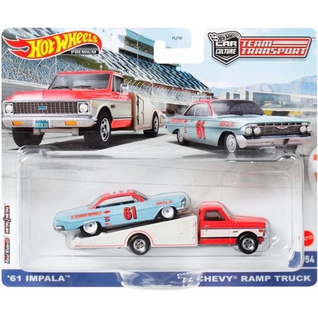 Hot Wheels Набор моделей Impala '61 и транспортер Chevy Ramp Truck '72, Car Culture - фото 1 - id-p112922142