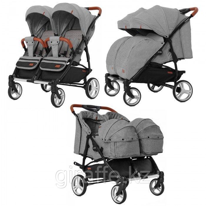 Прогулочная коляска для двойни Carrello Connect c люльками Ink Gray