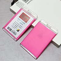 Бейджик вертикальный розовый размер 54х85 мм